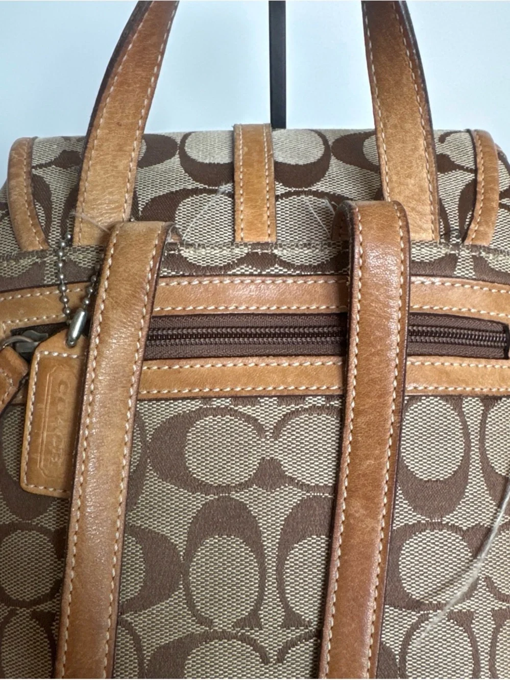 Coach Signature Canvas Drawstring Backpack in Brown and Tan